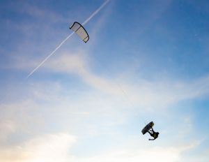 Kite Boarder with contrail