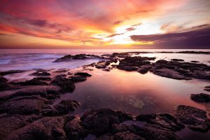 Tidepool reflection at sunset Kona coast