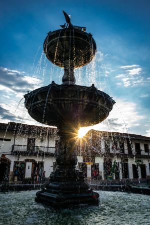 Fountain in historic Antioquia, Colombia